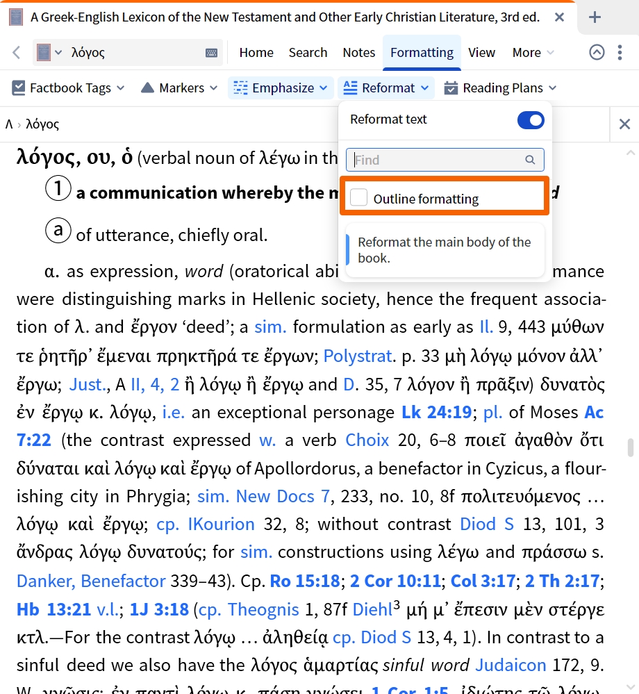Lexicons - Outline Formatting Off