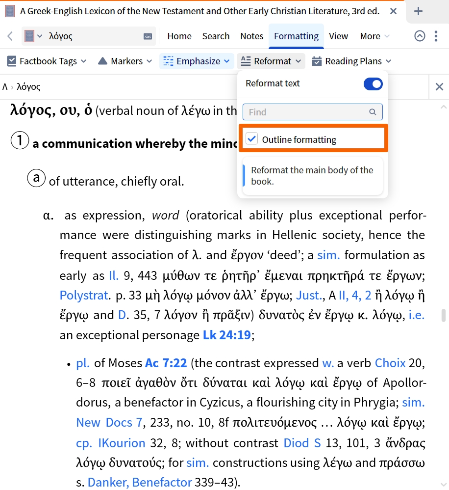 Lexicons - Outline Formatting On