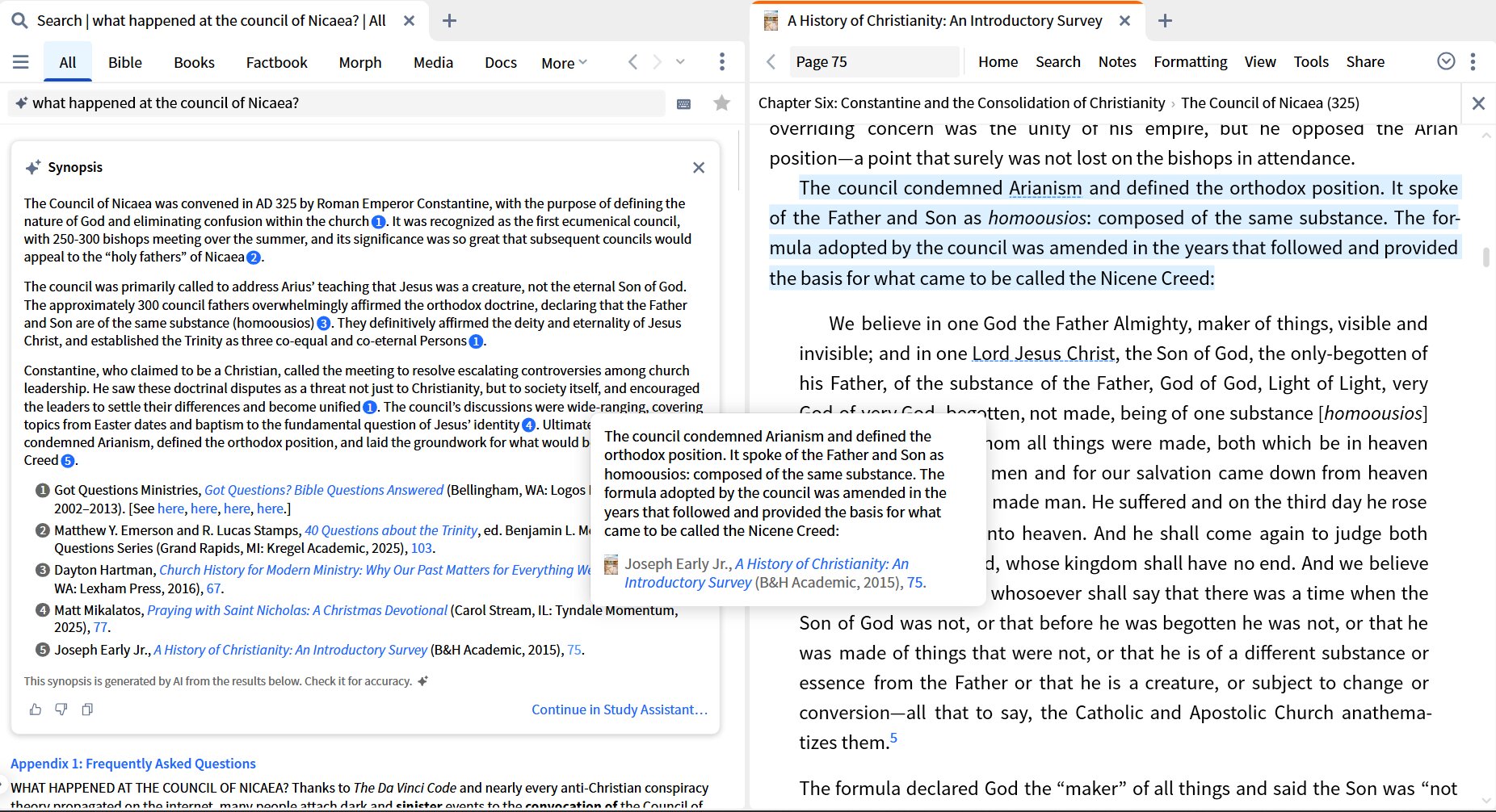 Smart Search Synopsis - Hover And Click A Footnote