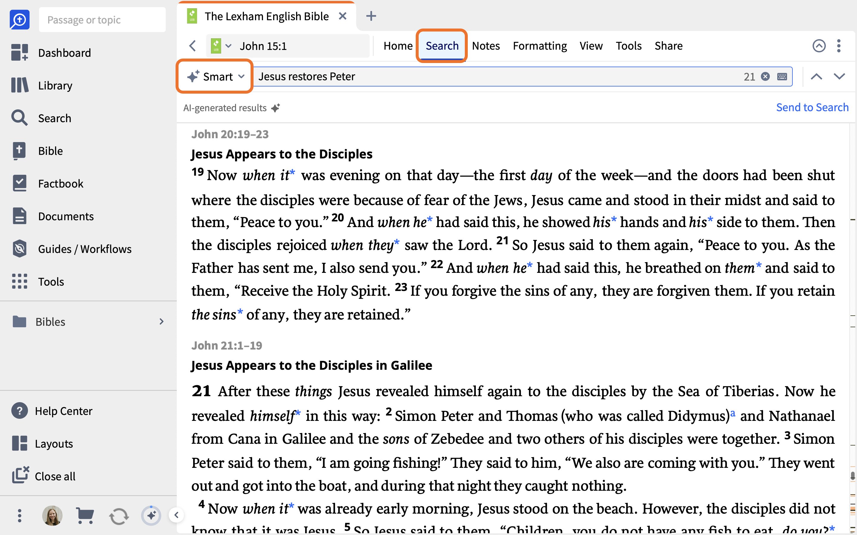 Smart Inline Bible Search