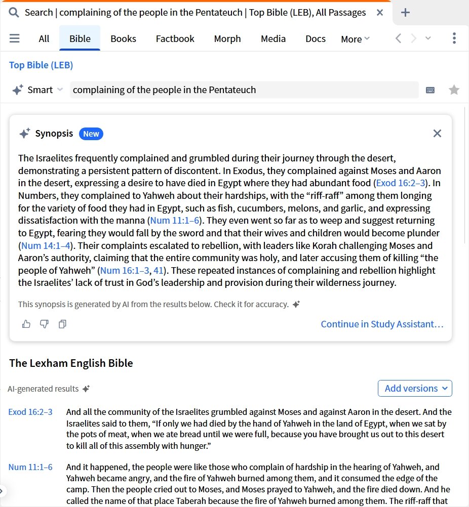 Smart Search (Bible) Complaining People