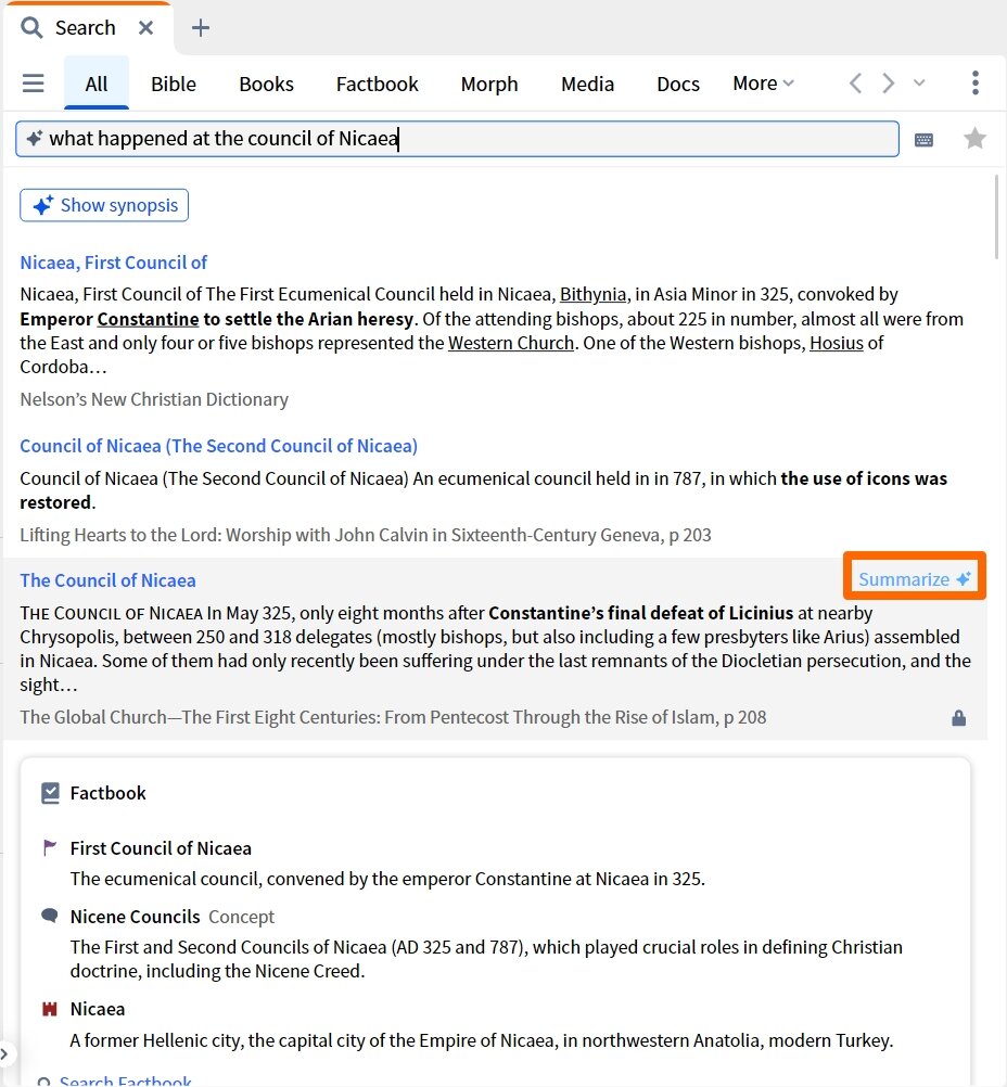 Smart Search (All) Summarize Button