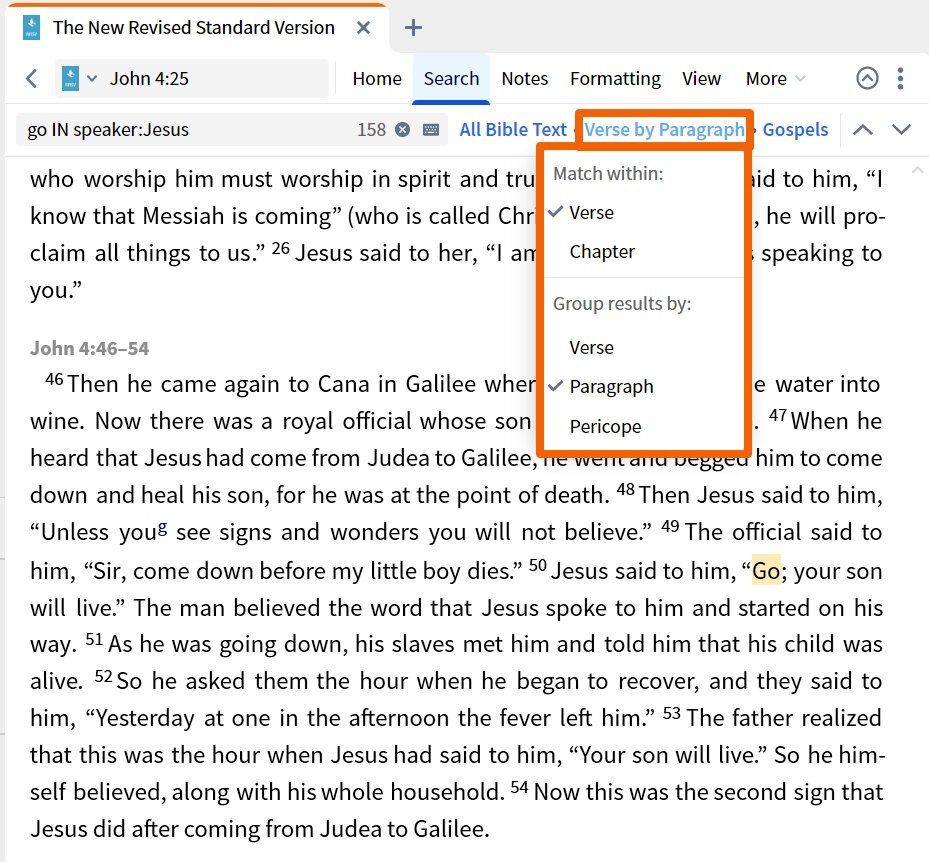Inline Search - In Gospels