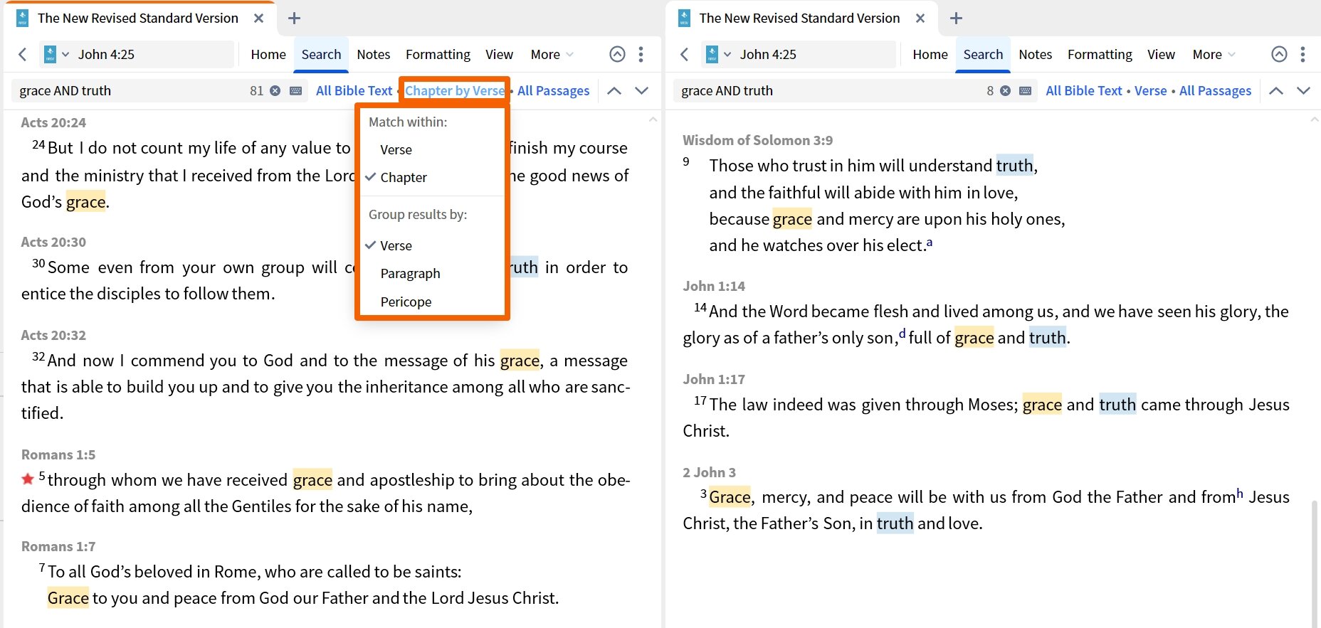 Inline Search - In Chapter Or Verse