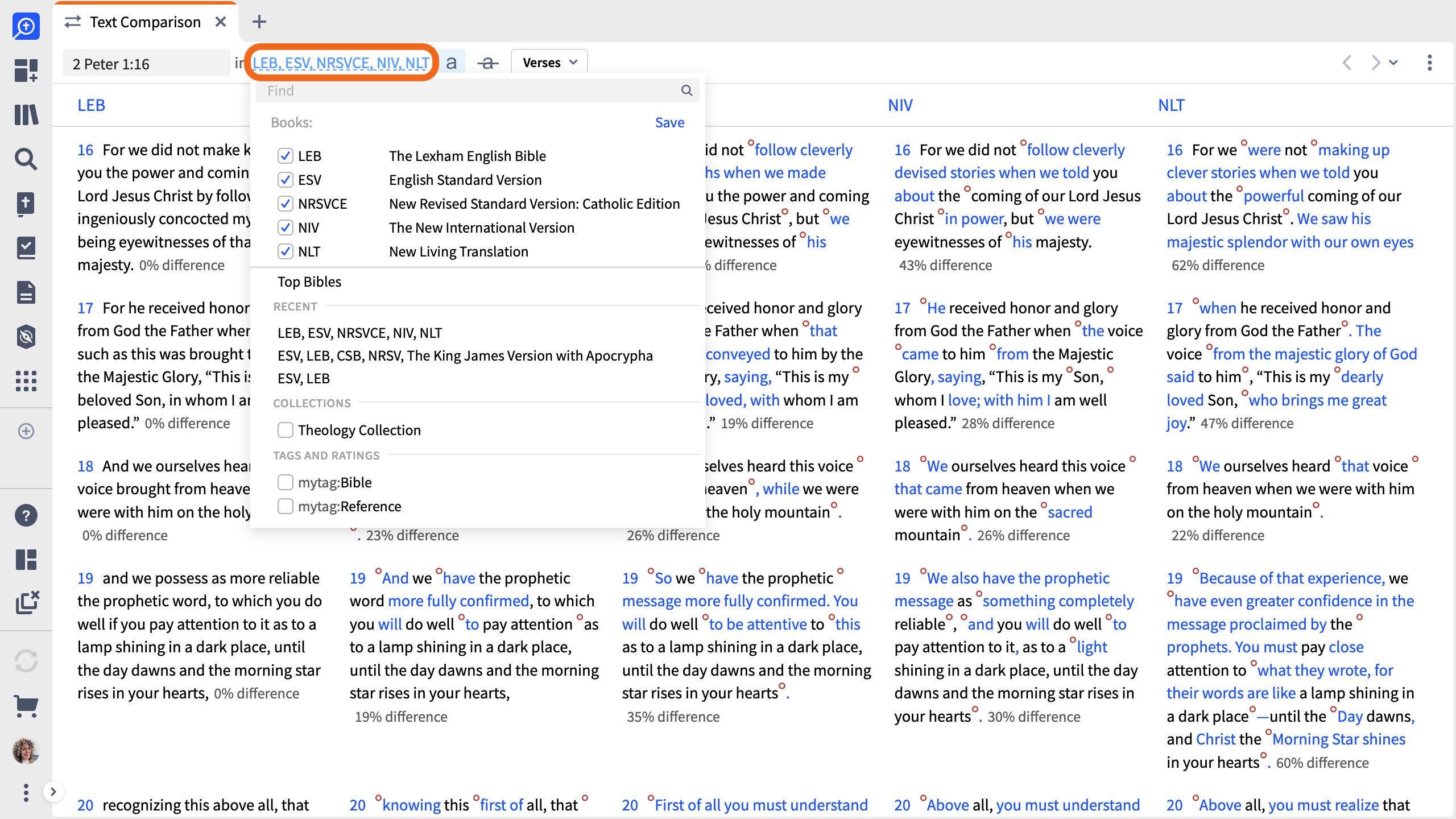 Select The Bible Version To The Right Of The Reference Box