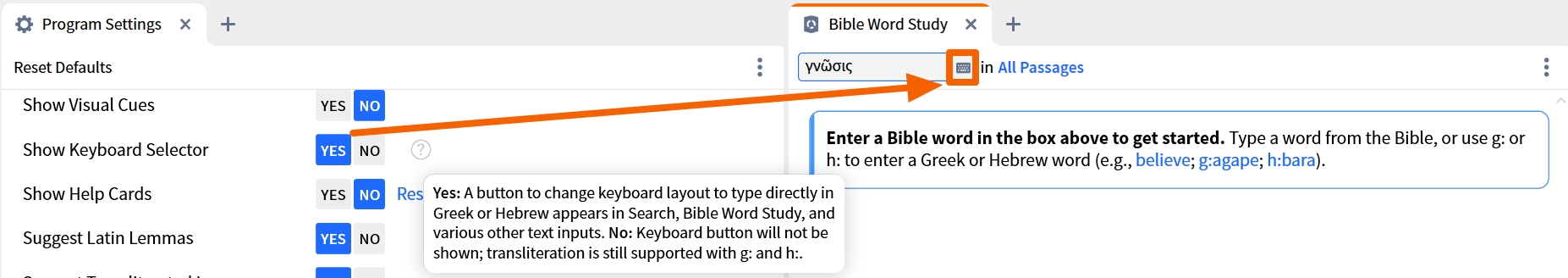 Show Keyboard Selector