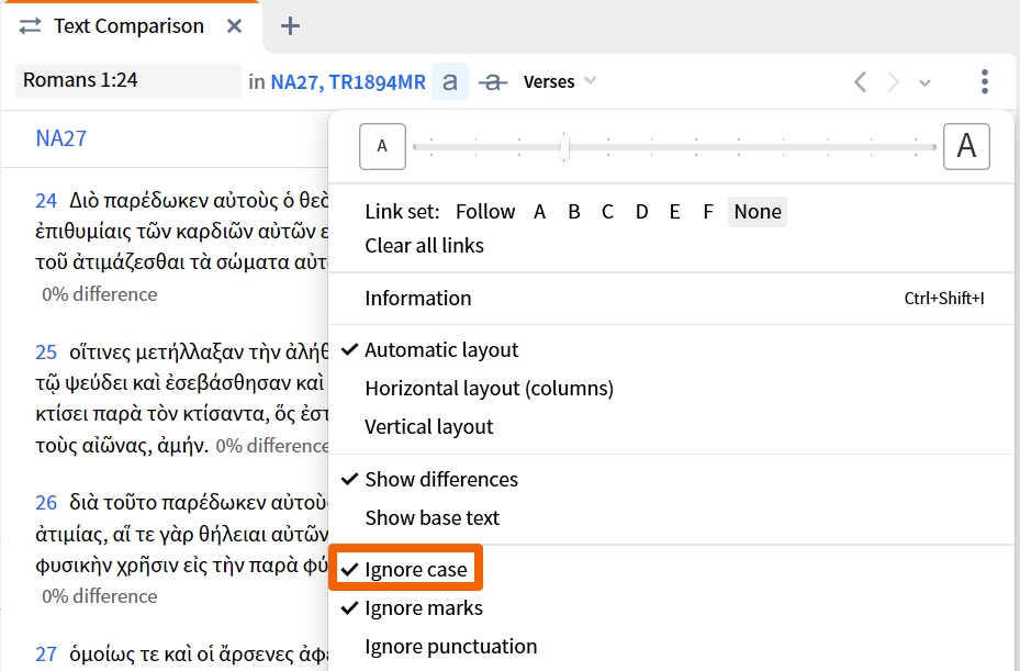 Text Comparison - Select Ignore Case