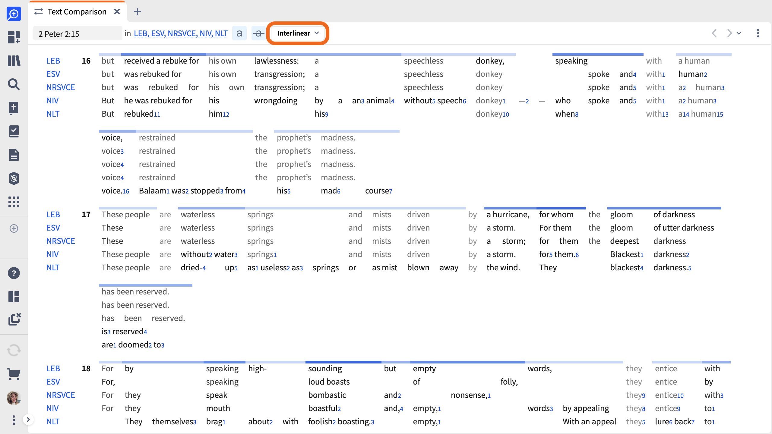 Change To Interlinear View