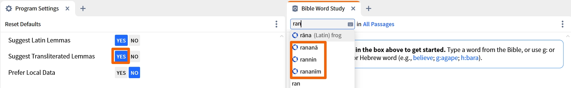 Suggest Transliterated Lemmas On