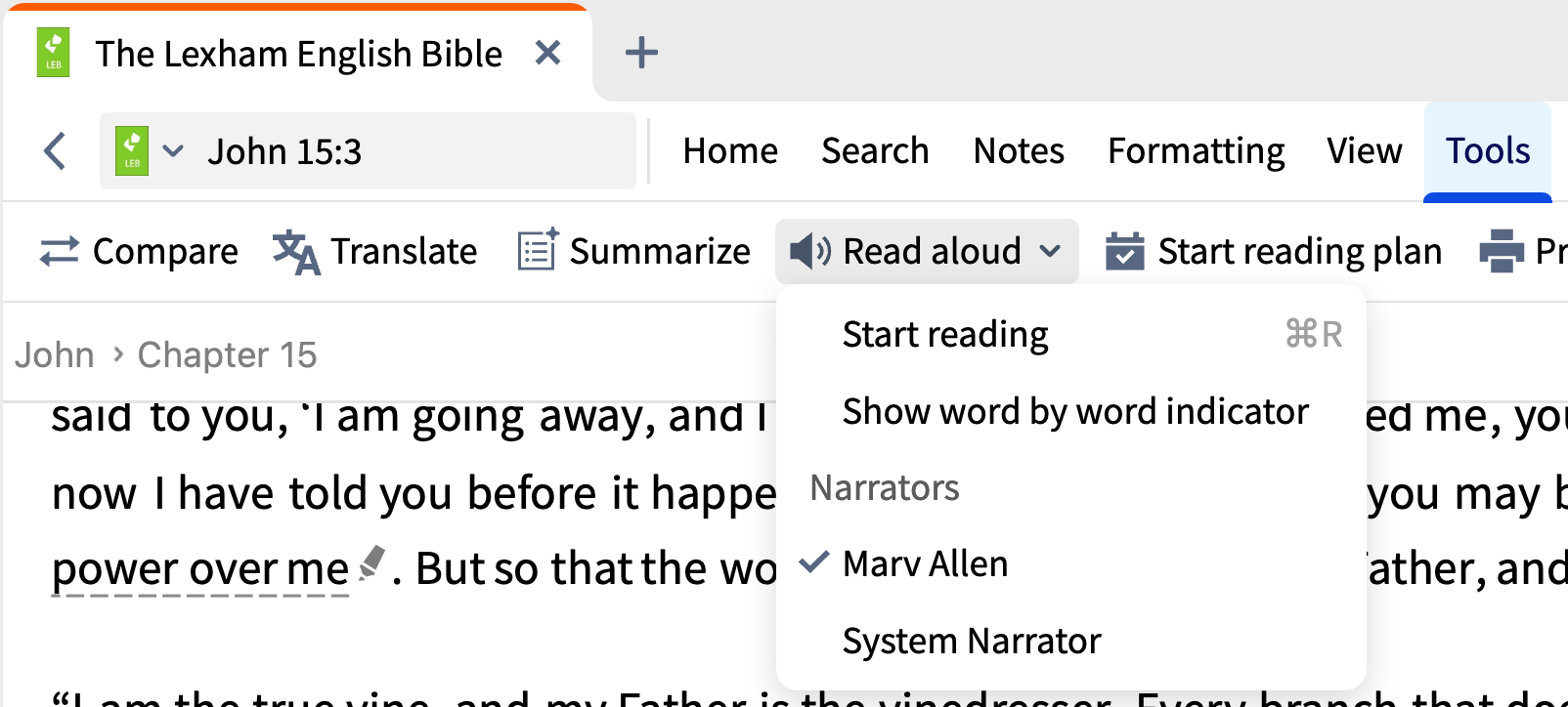 Choose Narrator