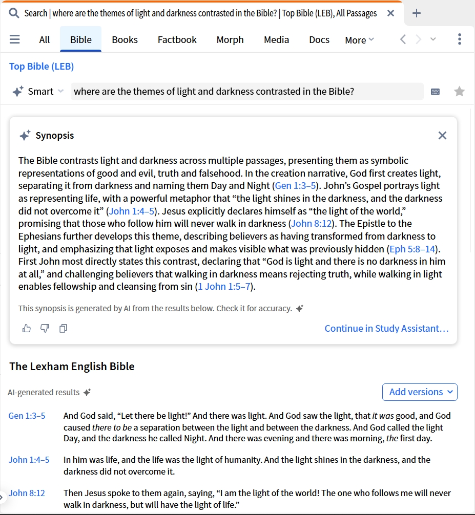 Smart Bible Search - Light And Darkness (Desktop)