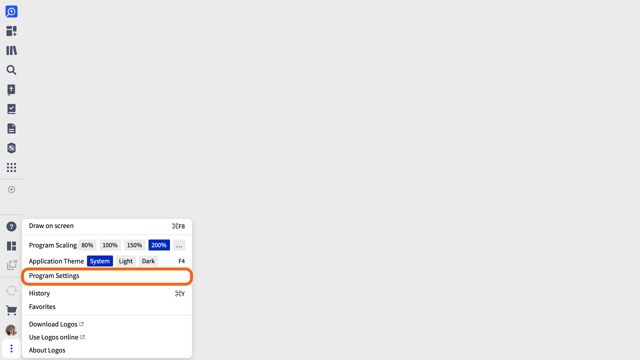 Open Program Settings