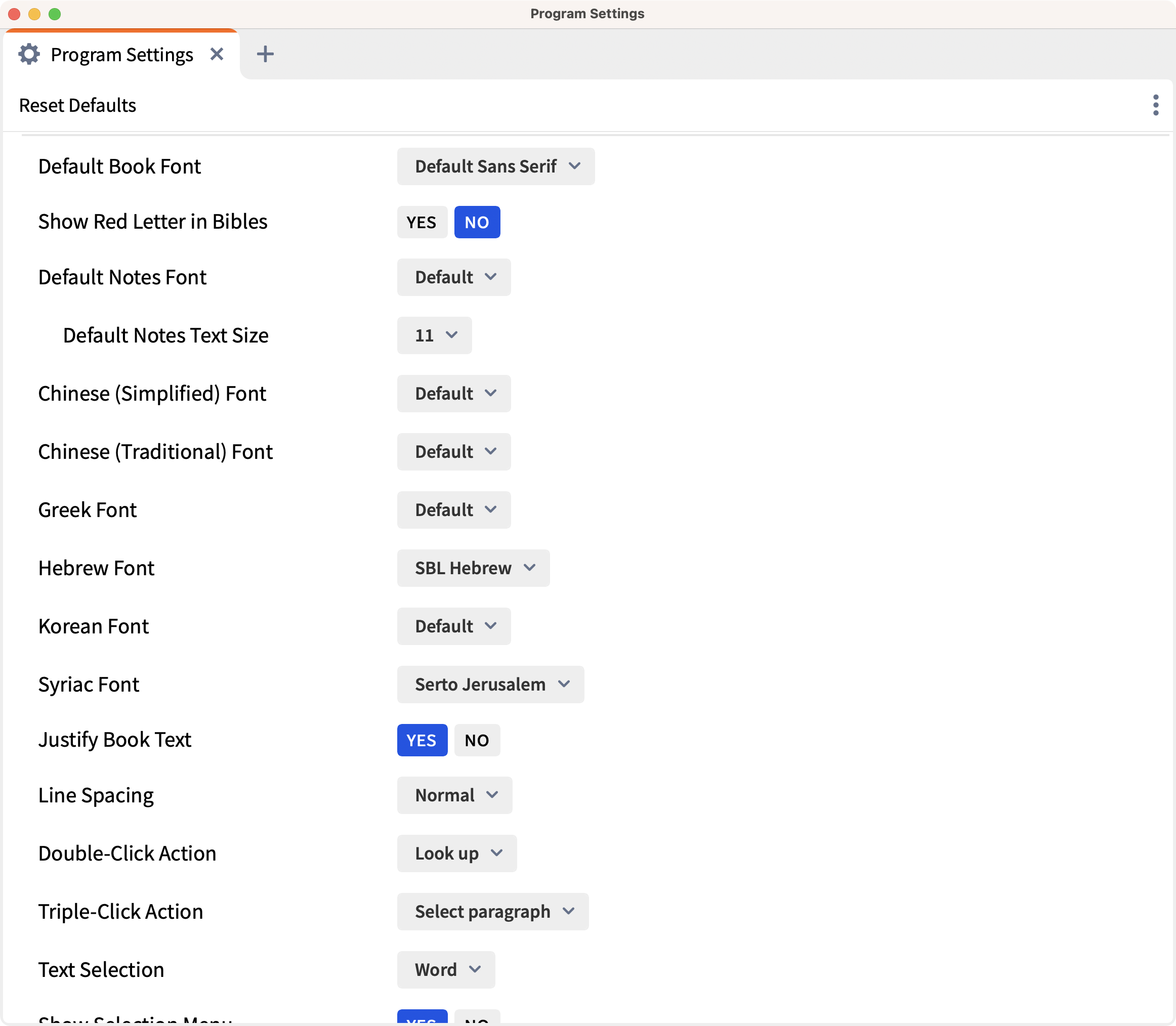 2 Text Display Settings