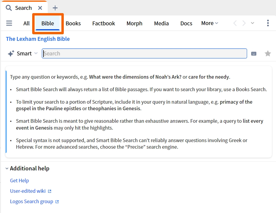 Specify Bible Search