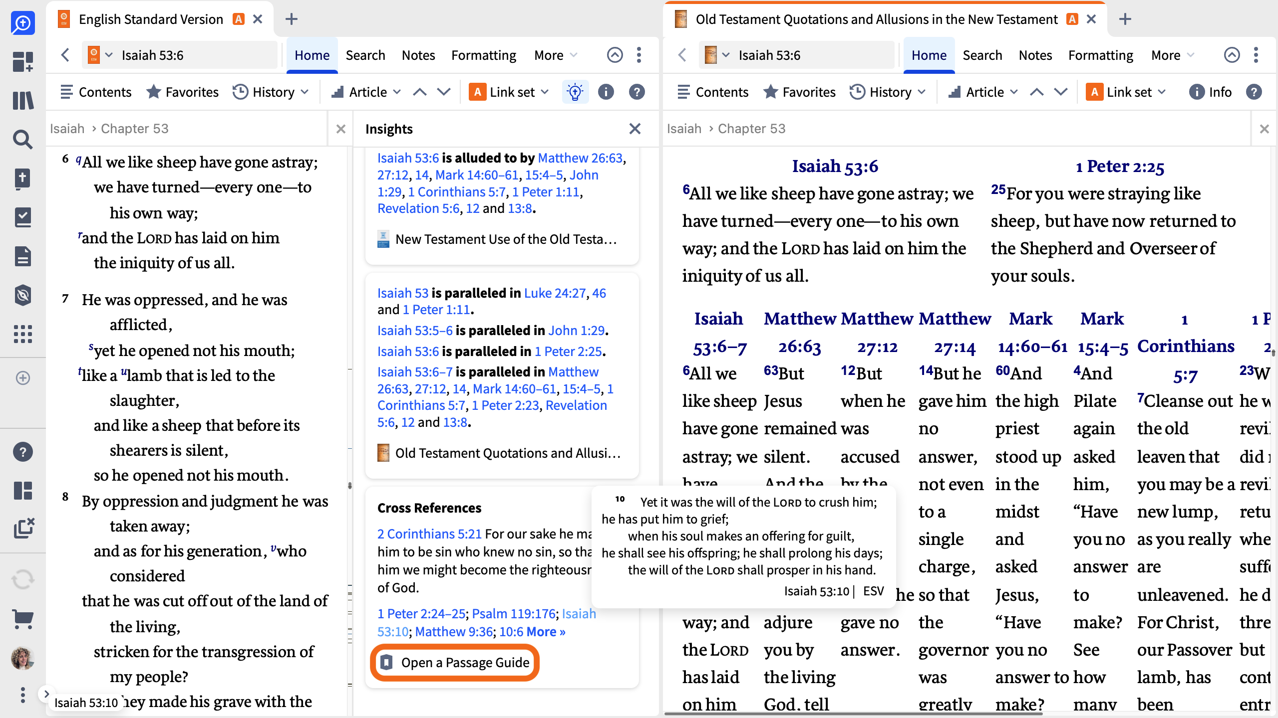 Open A Passage Guide From The Insights Sidebar