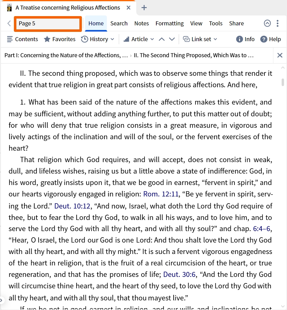 Navigating By Page Number In Resource (Desktop)
